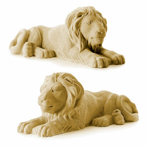 Kenyan Lion Statues Pair - Animal Statues - Signature Statues - Made in England ,UK Garden Lion Stone Statues