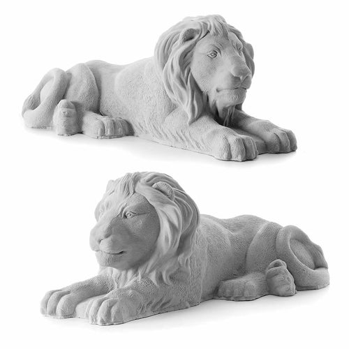 Kenyan Lion Statues Pair - Animal Statues - Signature Statues - Made in England ,UK Garden Lion Stone Statues