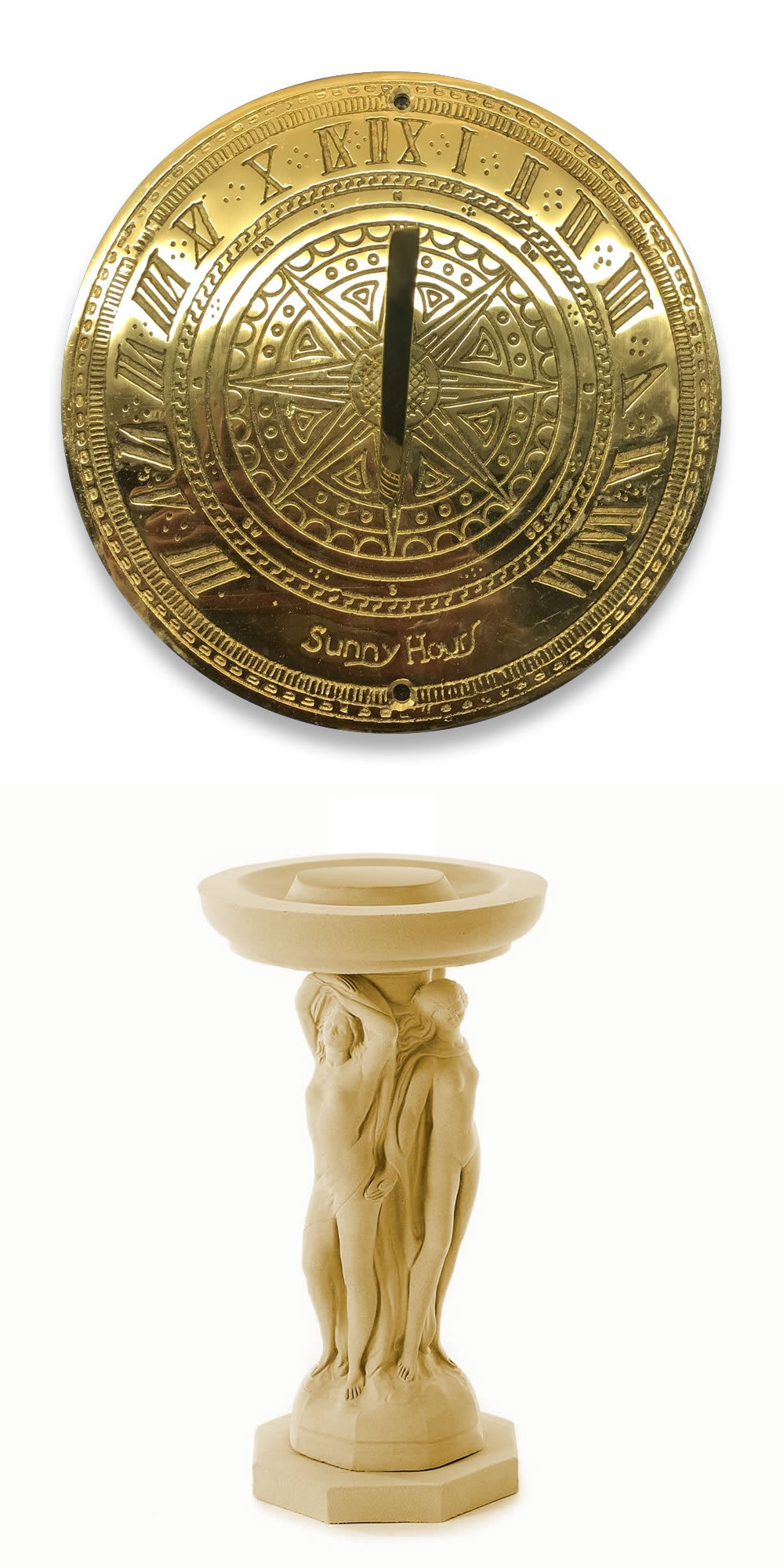 Sundial 真鍮製日時計 Sunny Hours Vintage Metal Brass Sun Dial, “I Count None but Sunny Hours